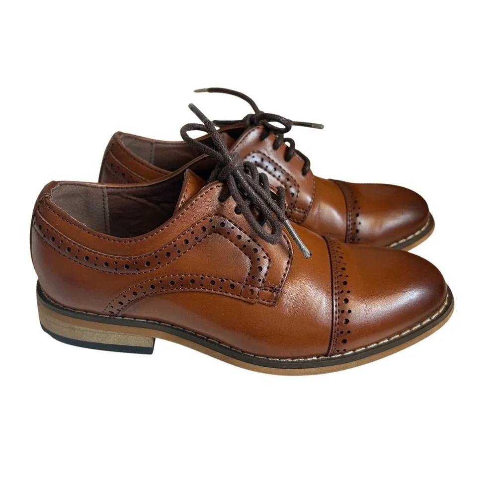 Stacy Adams Kids Cognac Brown Cap Toe Brogue Oxford Dress Shoes 11M 43418-221